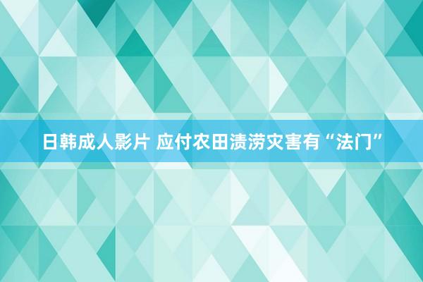 日韩成人影片 应付农田渍涝灾害有“法门”