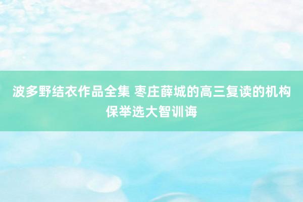 波多野结衣作品全集 枣庄薛城的高三复读的机构保举选大智训诲