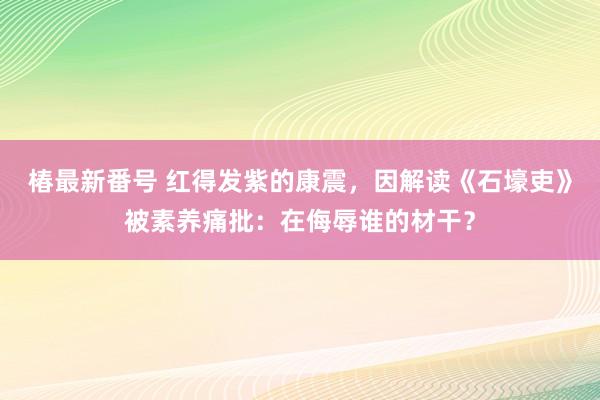 椿最新番号 红得发紫的康震，因解读《石壕吏》被素养痛批：在侮辱谁的材干？