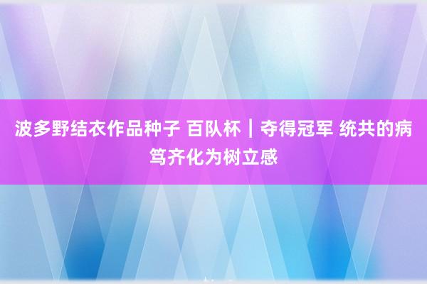 波多野结衣作品种子 百队杯︱夺得冠军 统共的病笃齐化为树立感