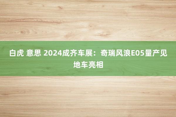 白虎 意思 2024成齐车展：奇瑞风浪E05量产见地车亮相