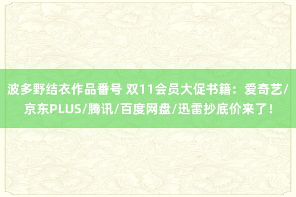 波多野结衣作品番号 双11会员大促书籍：爱奇艺/京东PLUS/腾讯/百度网盘/迅雷抄底价来了！